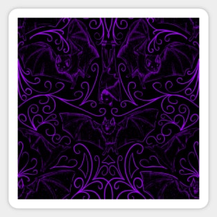 Purple Bat Filigree Pattern Sticker